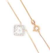 14kt Yellow gold 0.95ct European cut diamond necklace