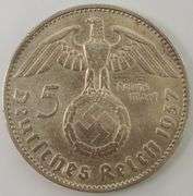 1937-J 5 Reichsmark Paul Von, Circulated