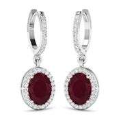 14KT White Gold 3ctw Ruby and Diamond Earrings