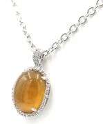 Darling Sterling Silver Feldspar and Colorless Sapphire Gemstone Pendant Necklace