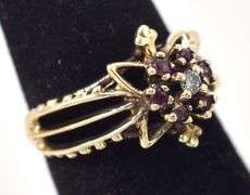 Darling Vintage Diamond and Garnet Ring in 10K Yellow Gold