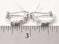 Gorgeous Diamond J-Hoop Earrings in 14k White Gold