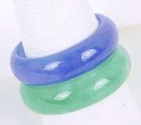 2 Green & Lavender Jade Rings, Size 9.5