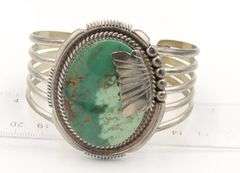 Wide Vintage 925 sterling silver Turquoise cuff bangle