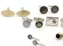 Group lot of cuff links and tie clip