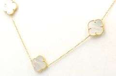 Endearing 14K Yellow Gold 5 Motif Mother of Pearl Necklace