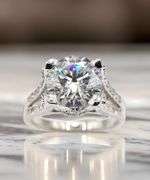 14 Kt White Gold Plate Sparkling 5.75 CT Lab Simulated Diamond  Engagement Ring