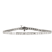 14K (585) White Gold Asscher Cut Bracelet - Natural White VVS-VS Diamond Tennis