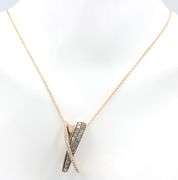 14kt Rose gold LeVian fancy brown diamond crossover pendant on chain