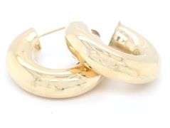 14kt Yellow gold High polished puffed hoop