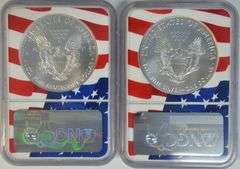 2 NGC MS70 special Emergency Production American Silver Eagles, 2021(P) & 2021(S)