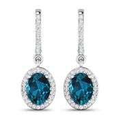 14KT White Gold 2.2ctw London Blue Topaz and Diamond Earrings