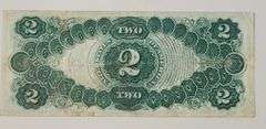 1917 Red Seal $2 Banknote, Circulated