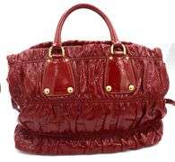 Prada Rosso Vernice Gaufre Leather Tote With Shoulder Strap