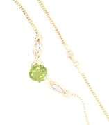 14kt Yellow gold oval Peridot and diamond accent V necklace