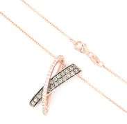 14kt Rose gold LeVian fancy brown diamond crossover pendant on chain