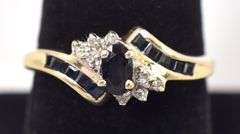 Stunning Sapphire and Diamond Ring in 10K Yellow Gold