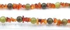 Set of Amber and Jade necklace with dangle earrings