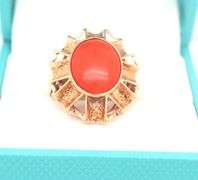 Antique 14K Rose Gold Coral Ring