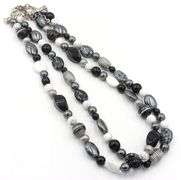 Double row Hematite and black onyx necklace