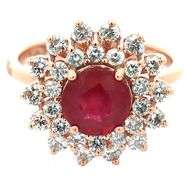 Effy 2.75ct Ruby and 1.10ctw Diamond Double Starburst Frame Ring in 14K