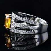 18K WHITE GOLD ORANGE YELLOW SAPPHIRE AND DIAMOND RING 2.60 C.T.W.