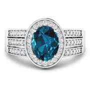 14KT White Gold 1.9ctw London Blue Topaz and Diamond Ring
