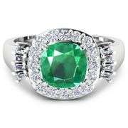 14KT White Gold 2.07ct Zambian Emerald and Diamond Ring