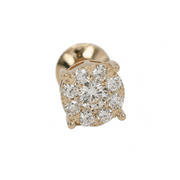 14k (585) Yellow Gold Round Cut Diamond Cluster Stud Earrings