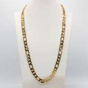 Huge 125.5 Grams 14 Kt Gold Plated Figaro Chain Necklace