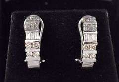 Gorgeous Diamond J-Hoop Earrings in 14k White Gold