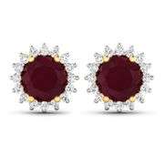 14KT Yellow Gold 2.1ctw Ruby and Diamond Earrings