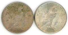 1922 & 1923 Peace Silver Dollars in F