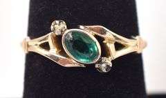 Dazzling Vintage Tsavorite Garnet Ring in 10K Yellow Gold
