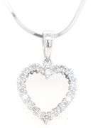 14kt White gold diamond heart shaped pendant on chain