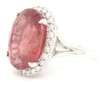 Exquisite 18k White Gold Tourmaline and Diamond Ring
