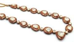 22k Gold Mine Cut Diamond Indian Necklace with Floral Patterns