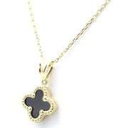 Lovely 14K Yellow Gold Black Onyx Motif Pendant on Chain