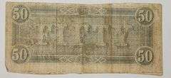 1864 $50 Fifty Dollar Confederate States of America, Circulated