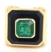 Men's 18k Yellow Gold Emerald, Onyx, and Diamond Ring