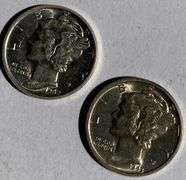 1942 1943 Full Bands BU Mercury Dimes