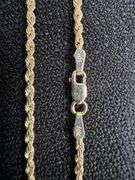 10k Yellow Gold-Hollow Diamond-Cut Rope Link Chain 1.9mm Necklace 30"