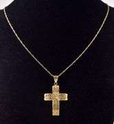 Stunning Cross Pendant Necklace in 14K Yellow Gold