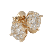14k (585) Yellow Gold Round Cut Diamond Cluster Stud Earrings