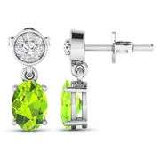 14KT White Gold 1.26ctw Peridot Topaz and Diamond Earrings