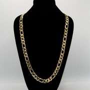 Huge 125.5 Grams 14 Kt Gold Plated Figaro Chain Necklace