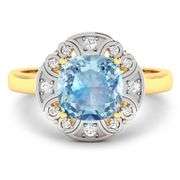 14KT Yellow Gold 1.48ctw Aquamarine and Diamond Ring