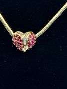 10K Yellow Gold Ruby & Swarovski Crystals