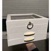 3-Layer Jewelry Box with Glass Lid and Drawers