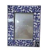 Pair of Blue and White Ceramic 5x7 Photo Frames Chinoiserie Style